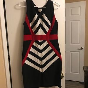 Red, black, white dress